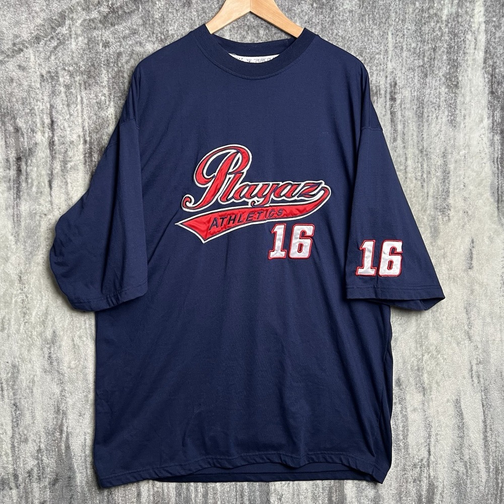 Vintage Pure Playaz Shirt Mens 2XL Blue 90s Hip Hop Baggy Embroidered
